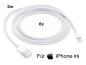Preview: 6x iPhone XS Lightning auf USB Kabel 2m Ladekabel